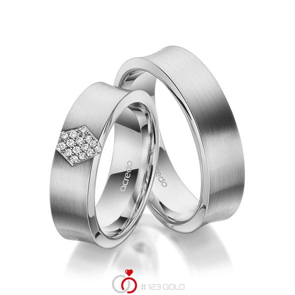 Paar klassische Trauringe/Eheringe in Graugold 585 mit zus. 0,08 ct. Brillant tw, si von acredo - A-1975-5 Paar klassische Trauringe/Eheringe in Graugold 585 mit zus. 0,08 ct. Brillant tw, si von acredo - A-1975-5