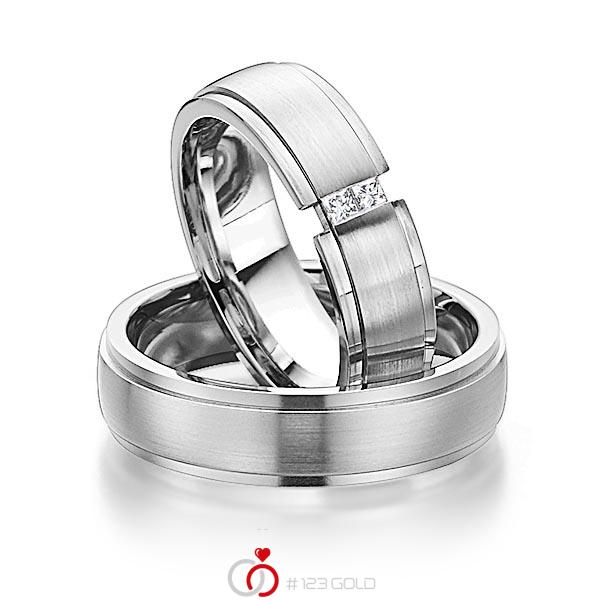 Paar klassische Trauringe/Eheringe in Graugold 585 mit zus. 0,08 ct. Prinzess-Diamant tw, si von 123gold - Y-1287-8 Paar klassische Trauringe/Eheringe in Graugold 585 mit zus. 0,08 ct. Prinzess-Diamant tw, si von 123gold - Y-1287-8