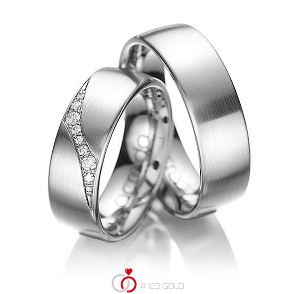 Paar klassische Trauringe/Eheringe in Graugold 585 mit zus. 0,115 ct. Brillant tw, si von acredo - A-1036-3 Paar klassische Trauringe/Eheringe in Graugold 585 mit zus. 0,115 ct. Brillant tw, si von acredo - A-1036-3