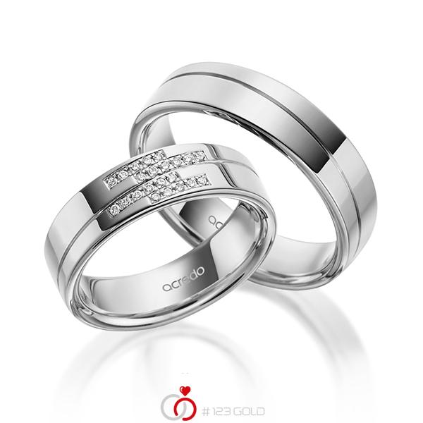 Paar klassische Trauringe/Eheringe in Graugold 585 mit zus. 0,11 ct. Brillant tw, si von acredo - A-1976-2 Paar klassische Trauringe/Eheringe in Graugold 585 mit zus. 0,11 ct. Brillant tw, si von acredo - A-1976-2