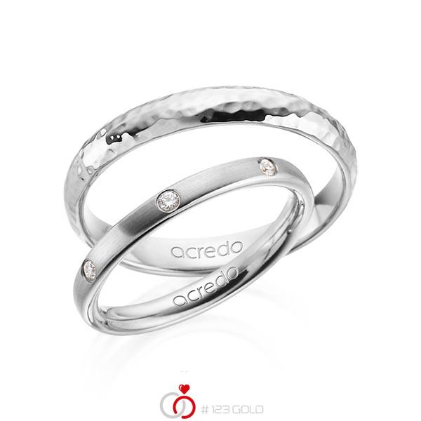 Paar klassische Trauringe/Eheringe in Graugold 585 mit zus. 0,14 ct. Brillant tw, si von acredo - A-1363-11 Paar klassische Trauringe/Eheringe in Graugold 585 mit zus. 0,14 ct. Brillant tw, si von acredo - A-1363-11