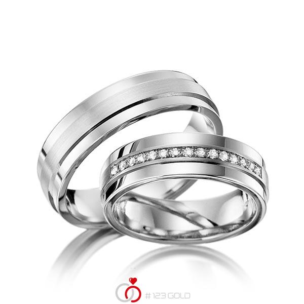 Paar klassische Trauringe/Eheringe in Graugold 585 mit zus. 0,15 ct. Brillant tw, si von 123gold - Y-1146-3 Paar klassische Trauringe/Eheringe in Graugold 585 mit zus. 0,15 ct. Brillant tw, si von 123gold - Y-1146-3