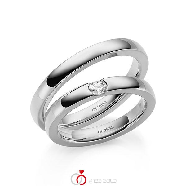 Paar klassische Trauringe/Eheringe in Graugold 585 mit zus. 0,1 ct. tw, vs von acredo - A-2140-5 Paar klassische Trauringe/Eheringe in Graugold 585 mit zus. 0,1 ct. tw, vs von acredo - A-2140-5