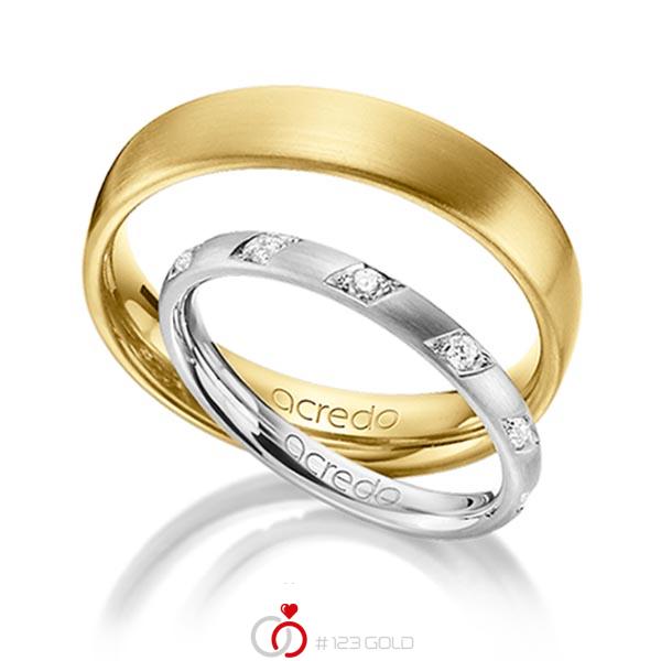 Paar klassische Trauringe/Eheringe in Graugold 585 mit zus. 0,22 ct. Brillant tw, si von acredo - A-1366-10 Paar klassische Trauringe/Eheringe in Graugold 585 mit zus. 0,22 ct. Brillant tw, si von acredo - A-1366-10