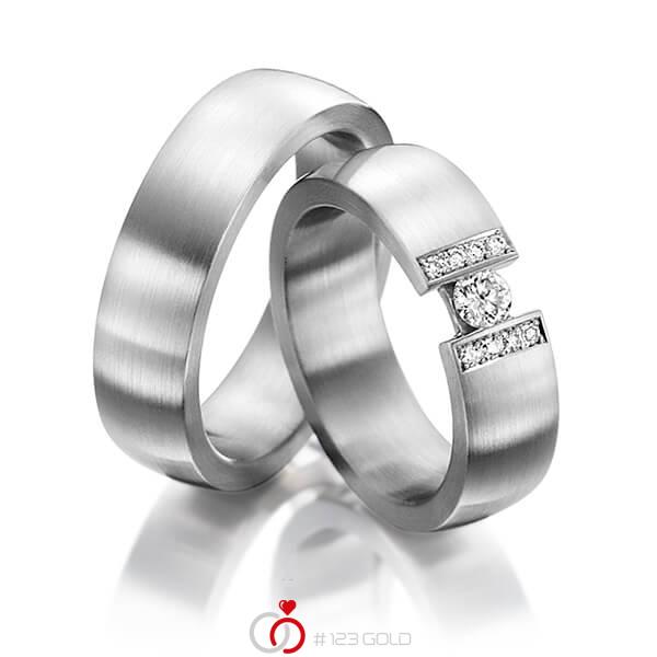 Paar klassische Trauringe/Eheringe in Graugold 585 mit zus. 0,25 ct. Brillant tw, si von Steinberg - Q-1228-3 Paar klassische Trauringe/Eheringe in Graugold 585 mit zus. 0,25 ct. Brillant tw, si von Steinberg - Q-1228-3