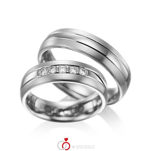 Paar klassische Trauringe/Eheringe in Graugold 585 mit zus. 0,2 ct. Brillant tw, si von acredo - A-1001-8 Paar klassische Trauringe/Eheringe in Graugold 585 mit zus. 0,2 ct. Brillant tw, si von acredo - A-1001-8