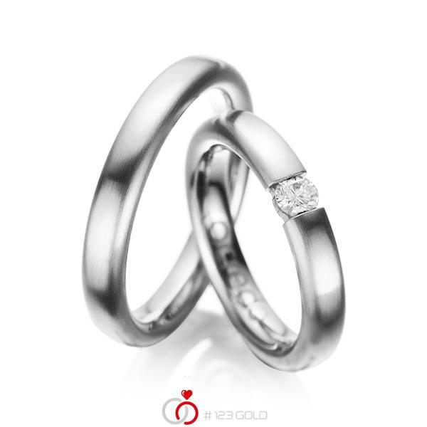 Paar klassische Trauringe/Eheringe in Graugold 585 mit zus. 0,2 ct. Brillant tw, si von acredo - A-1051-6 Paar klassische Trauringe/Eheringe in Graugold 585 mit zus. 0,2 ct. Brillant tw, si von acredo - A-1051-6