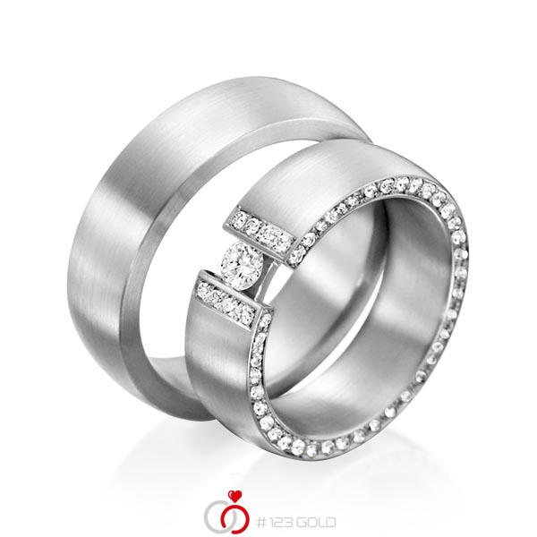 Paar klassische Trauringe/Eheringe in Graugold 585 mit zus. 0,63 ct. Brillant tw, si tw, vs von 123gold - Y-1278-3 Paar klassische Trauringe/Eheringe in Graugold 585 mit zus. 0,63 ct. Brillant tw, si tw, vs von 123gold - Y-1278-3