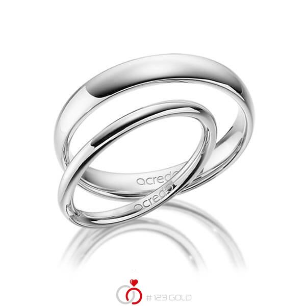 Paar klassische Trauringe/Eheringe in Graugold 585 von acredo - A-1373-4 Paar klassische Trauringe/Eheringe in Graugold 585 von acredo - A-1373-4