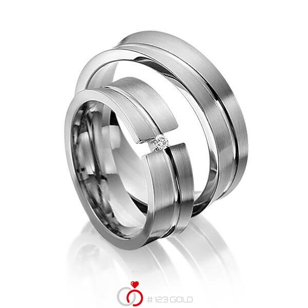 Paar klassische Trauringe/Eheringe in Graugold dunkel 585 mit zus. 0,025 ct. Brillant tw, si von 123gold - Y-1265-2 Paar klassische Trauringe/Eheringe in Graugold dunkel 585 mit zus. 0,025 ct. Brillant tw, si von 123gold - Y-1265-2