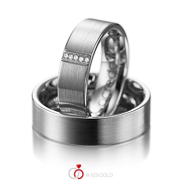 Paar klassische Trauringe/Eheringe in Graugold dunkel 585 mit zus. 0,025 ct. Brillant tw, si von acredo - A-1057-2 Paar klassische Trauringe/Eheringe in Graugold dunkel 585 mit zus. 0,025 ct. Brillant tw, si von acredo - A-1057-2
