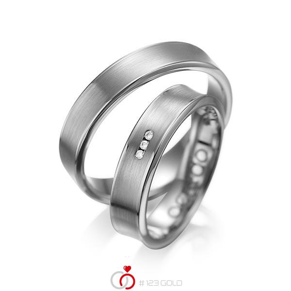 Paar klassische Trauringe/Eheringe in Graugold dunkel 585 mit zus. 0,03 ct. Brillant tw, si von acredo - A-1055-10 Paar klassische Trauringe/Eheringe in Graugold dunkel 585 mit zus. 0,03 ct. Brillant tw, si von acredo - A-1055-10