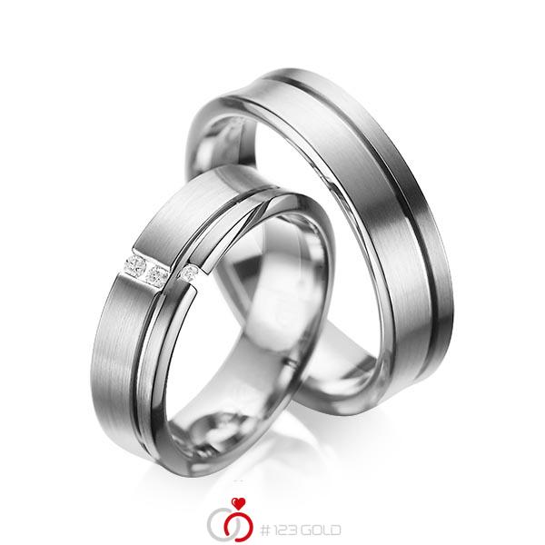 Paar klassische Trauringe/Eheringe in Graugold dunkel 585 mit zus. 0,05 ct. Brillant tw, si von acredo - A-1088-5 Paar klassische Trauringe/Eheringe in Graugold dunkel 585 mit zus. 0,05 ct. Brillant tw, si von acredo - A-1088-5
