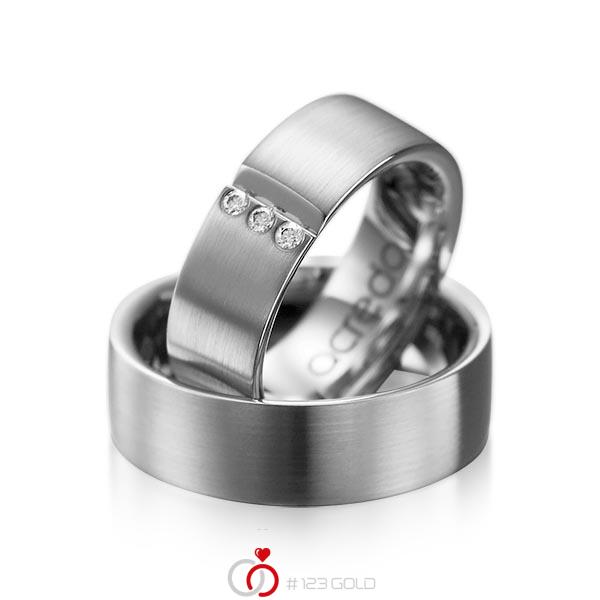 Paar klassische Trauringe/Eheringe in Graugold dunkel 585 mit zus. 0,06 ct. Brillant tw, si von acredo - A-1068-2 Paar klassische Trauringe/Eheringe in Graugold dunkel 585 mit zus. 0,06 ct. Brillant tw, si von acredo - A-1068-2