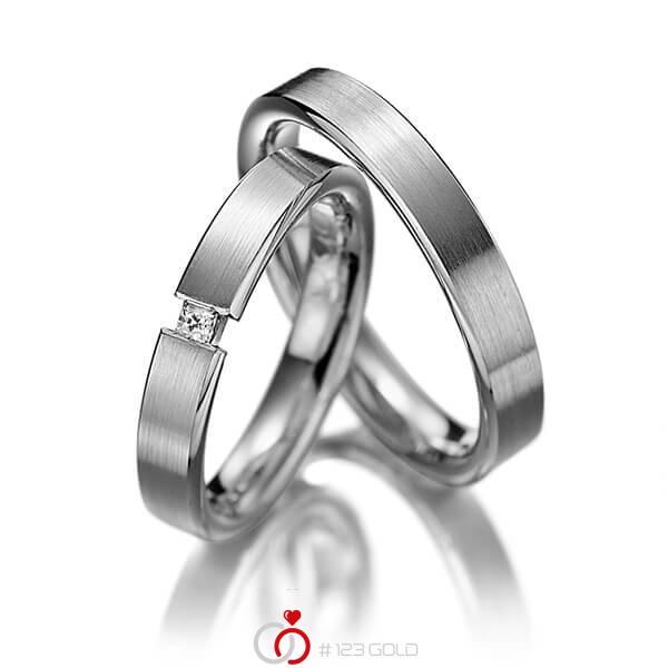 Paar klassische Trauringe/Eheringe in Graugold dunkel 585 mit zus. 0,07 ct. Prinzess-Diamant tw, si von 123gold - Y-1126-6 Paar klassische Trauringe/Eheringe in Graugold dunkel 585 mit zus. 0,07 ct. Prinzess-Diamant tw, si von 123gold - Y-1126-6
