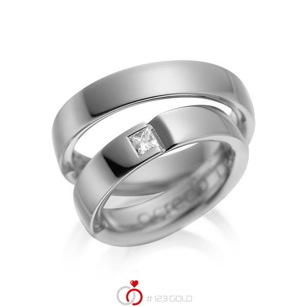 Paar klassische Trauringe/Eheringe in Graugold dunkel 585 mit zus. 0,15 ct. Prinzess-Diamant tw, si von acredo - A-1029-2 Paar klassische Trauringe/Eheringe in Graugold dunkel 585 mit zus. 0,15 ct. Prinzess-Diamant tw, si von acredo - A-1029-2
