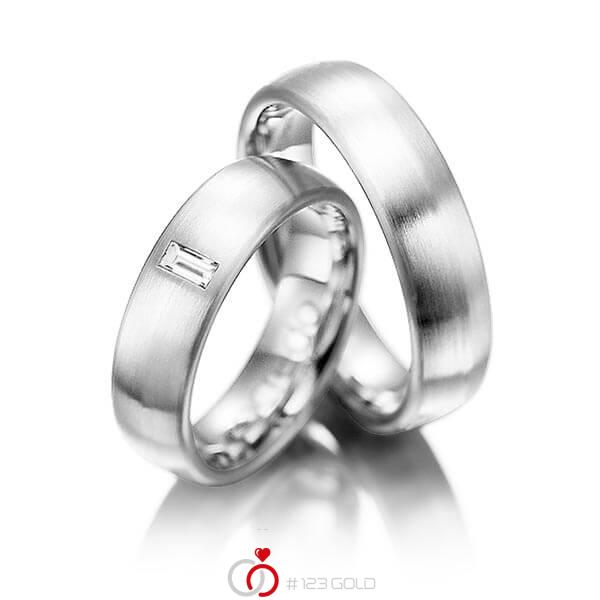 Paar klassische Trauringe/Eheringe in Graugold dunkel 585 mit zus. 0,1 ct. Baguette-Diamant tw, vs von acredo - A-1002-6 Paar klassische Trauringe/Eheringe in Graugold dunkel 585 mit zus. 0,1 ct. Baguette-Diamant tw, vs von acredo - A-1002-6