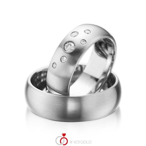 Paar klassische Trauringe/Eheringe in Palladium 950 mit zus. 0,16 ct. Brillant tw, si von acredo - A-1015-3 Paar klassische Trauringe/Eheringe in Palladium 950 mit zus. 0,16 ct. Brillant tw, si von acredo - A-1015-3