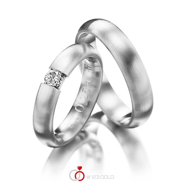 Paar klassische Trauringe/Eheringe in Palladium 950 mit zus. 0,25 ct. Brillant r, if von 123gold - Y-1116-1 Paar klassische Trauringe/Eheringe in Palladium 950 mit zus. 0,25 ct. Brillant r, if von 123gold - Y-1116-1