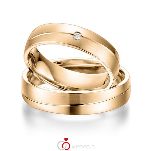 Paar klassische Trauringe/Eheringe in Roségold 585 mit zus. 0,015 ct. Brillant tw, si von acredo - S-1102-4 Paar klassische Trauringe/Eheringe in Roségold 585 mit zus. 0,015 ct. Brillant tw, si von acredo - S-1102-4
