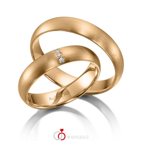 Paar klassische Trauringe/Eheringe in Roségold 585 mit zus. 0,024 ct. Brillant tw, si von acredo - S-1120-1 Paar klassische Trauringe/Eheringe in Roségold 585 mit zus. 0,024 ct. Brillant tw, si von acredo - S-1120-1