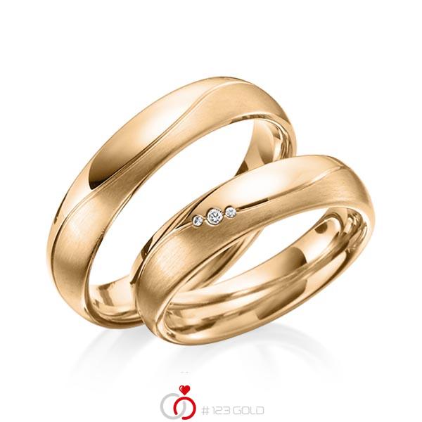 Paar klassische Trauringe/Eheringe in Roségold 585 mit zus. 0,025 ct. Brillant tw, si von 123gold - Y-1314-9 Paar klassische Trauringe/Eheringe in Roségold 585 mit zus. 0,025 ct. Brillant tw, si von 123gold - Y-1314-9