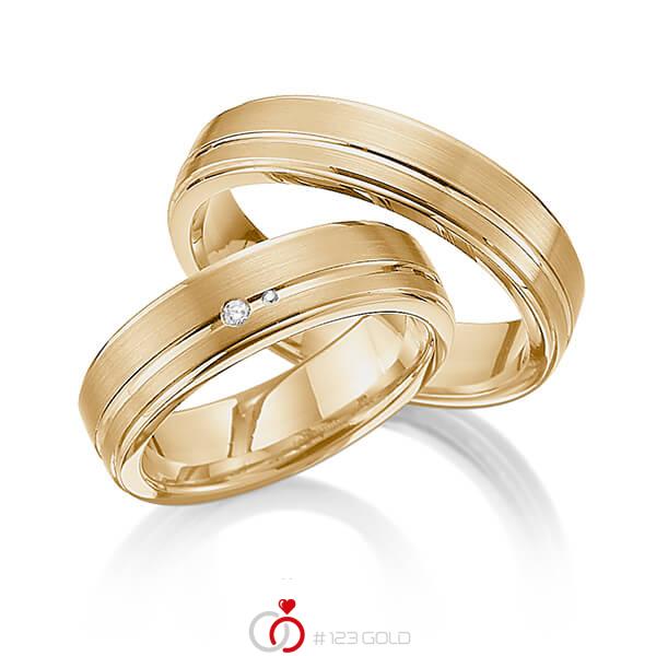 Paar klassische Trauringe/Eheringe in Roségold 585 mit zus. 0,02 ct. Brillant tw, si von 123gold - Y-1312-9 Paar klassische Trauringe/Eheringe in Roségold 585 mit zus. 0,02 ct. Brillant tw, si von 123gold - Y-1312-9