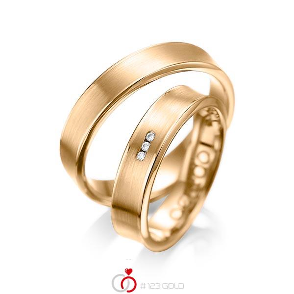 Paar klassische Trauringe/Eheringe in Roségold 585 mit zus. 0,03 ct. Brillant tw, si von acredo - A-1055-8 Paar klassische Trauringe/Eheringe in Roségold 585 mit zus. 0,03 ct. Brillant tw, si von acredo - A-1055-8