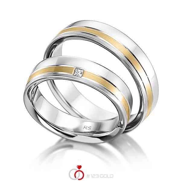 Paar klassische Trauringe/Eheringe in Roségold 585 mit zus. 0,03 ct. Prinzess-Diamant tw, vs von acredo - S-1130-4 Paar klassische Trauringe/Eheringe in Roségold 585 mit zus. 0,03 ct. Prinzess-Diamant tw, vs von acredo - S-1130-4