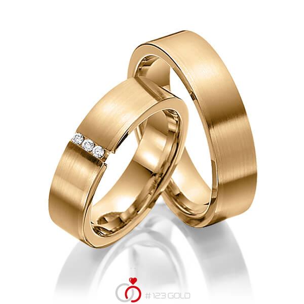 Paar klassische Trauringe/Eheringe in Roségold 585 mit zus. 0,045 ct. Brillant tw, si von 123gold - Y-1263-12 Paar klassische Trauringe/Eheringe in Roségold 585 mit zus. 0,045 ct. Brillant tw, si von 123gold - Y-1263-12