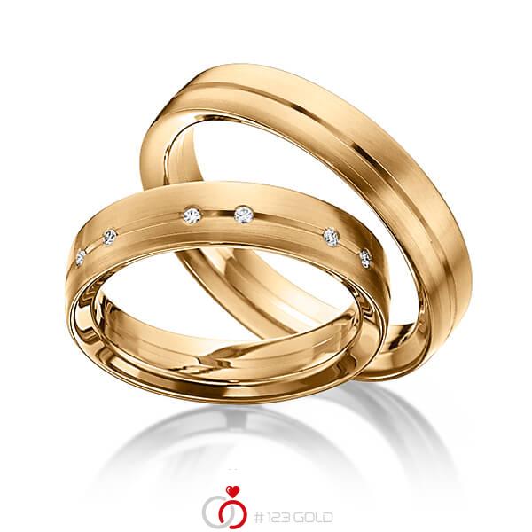 Paar klassische Trauringe/Eheringe in Roségold 585 mit zus. 0,048 ct. Brillant tw, si von 123gold - Y-1286-7 Paar klassische Trauringe/Eheringe in Roségold 585 mit zus. 0,048 ct. Brillant tw, si von 123gold - Y-1286-7