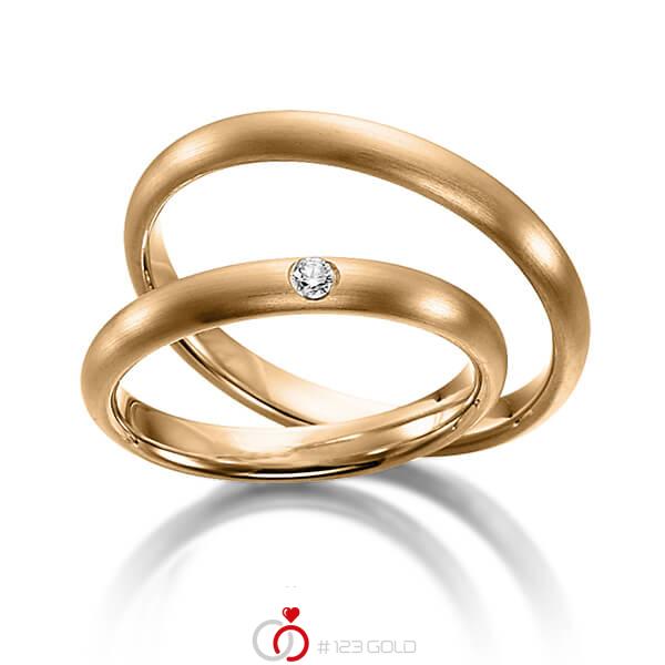 Paar klassische Trauringe/Eheringe in Roségold 585 mit zus. 0,04 ct. Brillant tw, si von acredo - S-1112-4 Paar klassische Trauringe/Eheringe in Roségold 585 mit zus. 0,04 ct. Brillant tw, si von acredo - S-1112-4