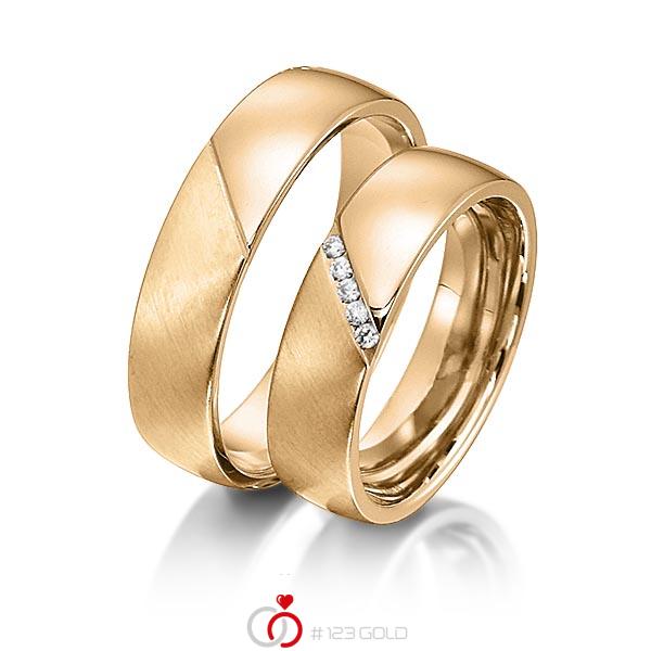 Paar klassische Trauringe/Eheringe in Roségold 585 mit zus. 0,05 ct. Brillant tw, si von acredo - S-1148-2 Paar klassische Trauringe/Eheringe in Roségold 585 mit zus. 0,05 ct. Brillant tw, si von acredo - S-1148-2