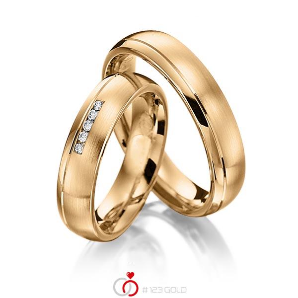 Paar klassische Trauringe/Eheringe in Roségold 585 mit zus. 0,05 ct. Brillant tw, si von Steinberg - Q-1236-5 Paar klassische Trauringe/Eheringe in Roségold 585 mit zus. 0,05 ct. Brillant tw, si von Steinberg - Q-1236-5