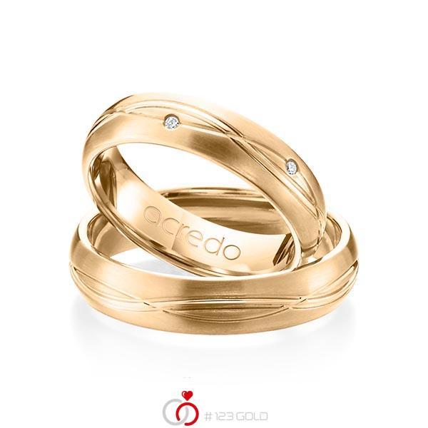Paar klassische Trauringe/Eheringe in Roségold 585 mit zus. 0,06 ct. Brillant tw, si von acredo - A-1158-6 Paar klassische Trauringe/Eheringe in Roségold 585 mit zus. 0,06 ct. Brillant tw, si von acredo - A-1158-6