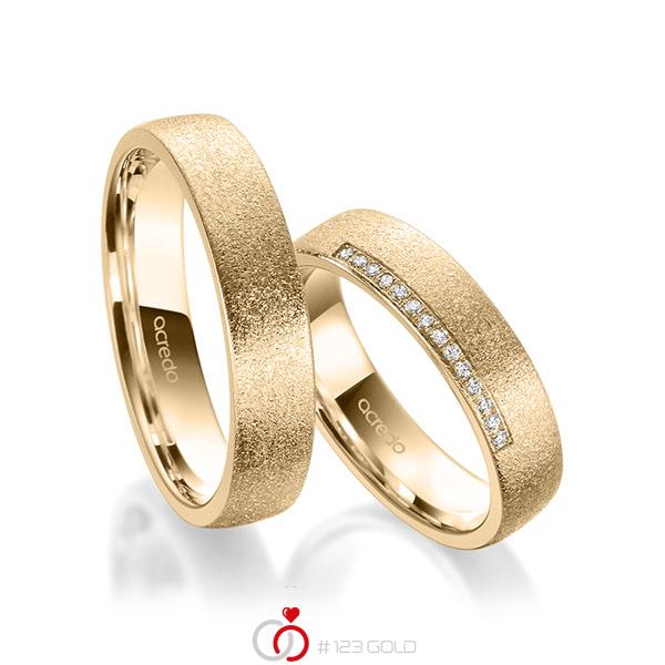 Paar klassische Trauringe/Eheringe in Roségold 585 mit zus. 0,07 ct. Brillant tw, si von acredo - A-1958-2 Paar klassische Trauringe/Eheringe in Roségold 585 mit zus. 0,07 ct. Brillant tw, si von acredo - A-1958-2