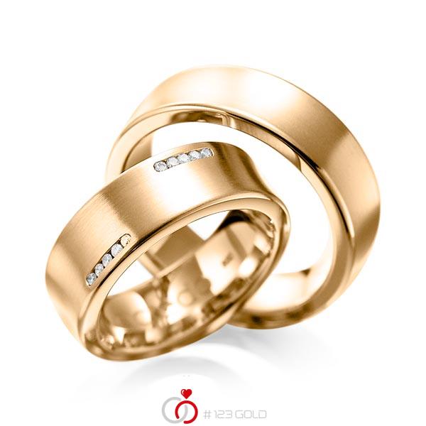 Paar klassische Trauringe/Eheringe in Roségold 585 mit zus. 0,15 ct. Brillant tw, si von acredo - A-1094-2 Paar klassische Trauringe/Eheringe in Roségold 585 mit zus. 0,15 ct. Brillant tw, si von acredo - A-1094-2