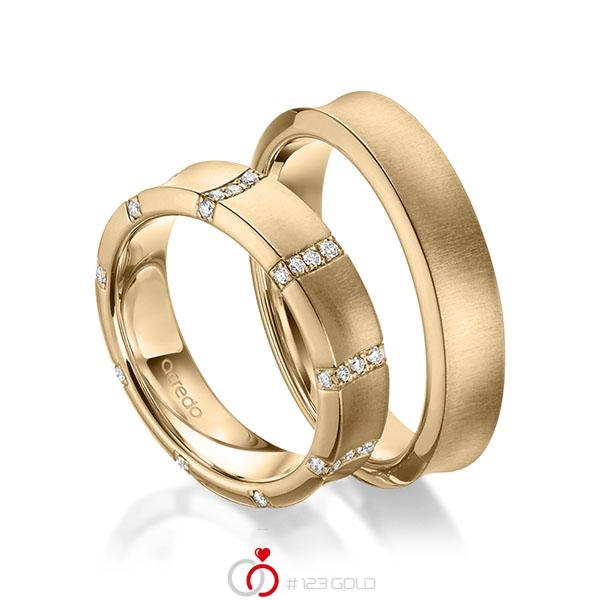 Paar klassische Trauringe/Eheringe in Roségold 585 mit zus. 0,36 ct. Brillant tw, si von acredo - A-1970-7 Paar klassische Trauringe/Eheringe in Roségold 585 mit zus. 0,36 ct. Brillant tw, si von acredo - A-1970-7