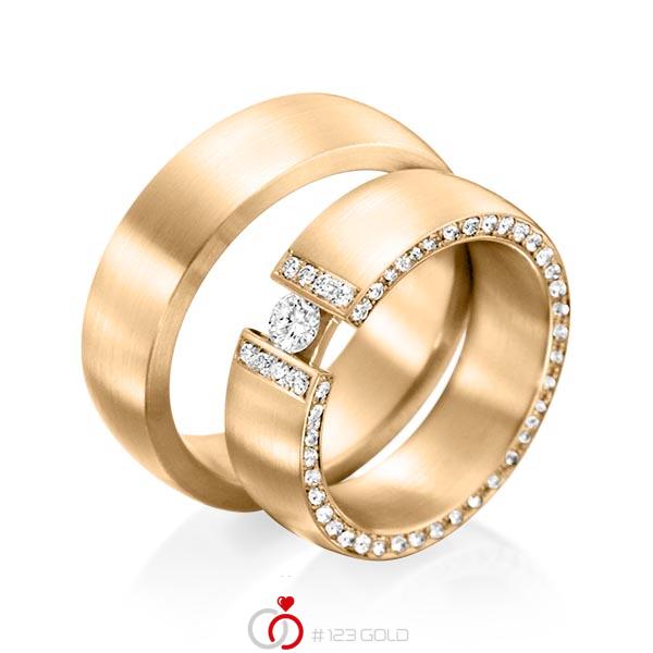 Paar klassische Trauringe/Eheringe in Roségold 585 mit zus. 0,63 ct. Brillant tw, si tw, vs von 123gold - Y-1278-5 Paar klassische Trauringe/Eheringe in Roségold 585 mit zus. 0,63 ct. Brillant tw, si tw, vs von 123gold - Y-1278-5