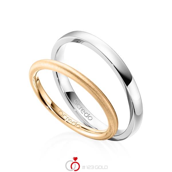 Paar klassische Trauringe/Eheringe in Roségold 585 von acredo - A-1382-3 Paar klassische Trauringe/Eheringe in Roségold 585 von acredo - A-1382-3