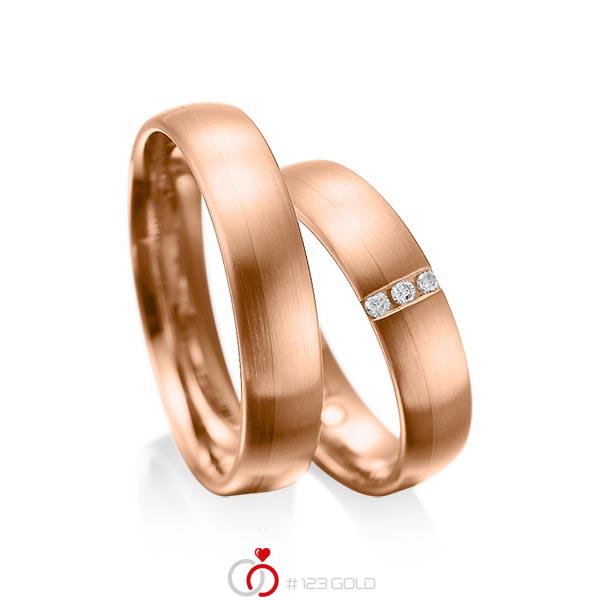Paar klassische Trauringe/Eheringe in Rotgold 585 mit zus. 0,045 ct. Brillant tw, si von acredo - A-1010-11 Paar klassische Trauringe/Eheringe in Rotgold 585 mit zus. 0,045 ct. Brillant tw, si von acredo - A-1010-11