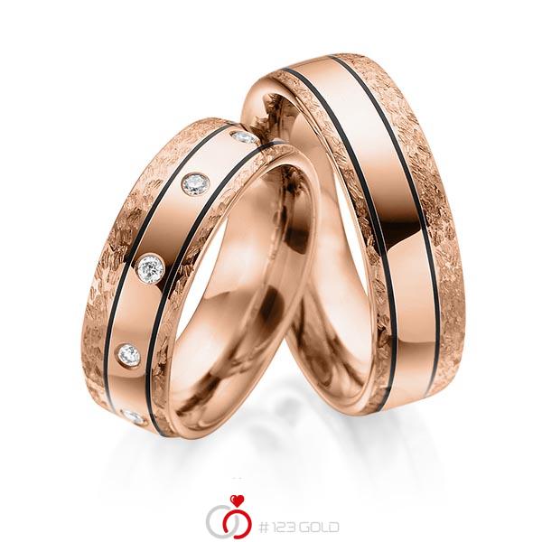 Paar klassische Trauringe/Eheringe in Rotgold 585 mit zus. 0,35 ct. Brillant tw, si von Merii - M-1194-7 Paar klassische Trauringe/Eheringe in Rotgold 585 mit zus. 0,35 ct. Brillant tw, si von Merii - M-1194-7