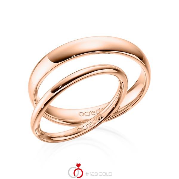Paar klassische Trauringe/Eheringe in Rotgold 585 von acredo - A-1373-5 Paar klassische Trauringe/Eheringe in Rotgold 585 von acredo - A-1373-5