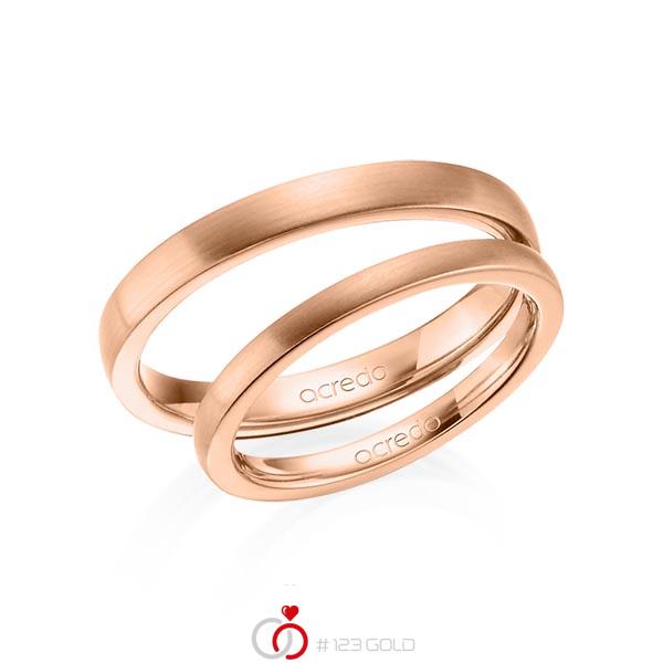 Paar klassische Trauringe/Eheringe in Rotgold 585 von acredo - A-1406-1 Paar klassische Trauringe/Eheringe in Rotgold 585 von acredo - A-1406-1