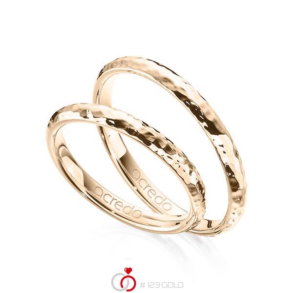 Paar klassische Trauringe/Eheringe in Signature Gold 585 gehämmert Struktur von acredo - A-1360-6 Paar klassische Trauringe/Eheringe in Signature Gold 585 gehämmert Struktur von acredo - A-1360-6