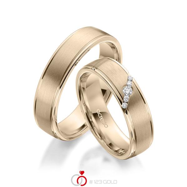 Paar klassische Trauringe/Eheringe in Signature Gold 585 mit zus. 0,072 ct. Brillant tw, si von acredo - A-1949-12 Paar klassische Trauringe/Eheringe in Signature Gold 585 mit zus. 0,072 ct. Brillant tw, si von acredo - A-1949-12
