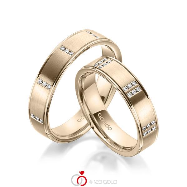 Paar klassische Trauringe/Eheringe in Signature Gold 585 mit zus. 0,42 ct. Brillant tw, vs von acredo - A-1971-12 Paar klassische Trauringe/Eheringe in Signature Gold 585 mit zus. 0,42 ct. Brillant tw, vs von acredo - A-1971-12