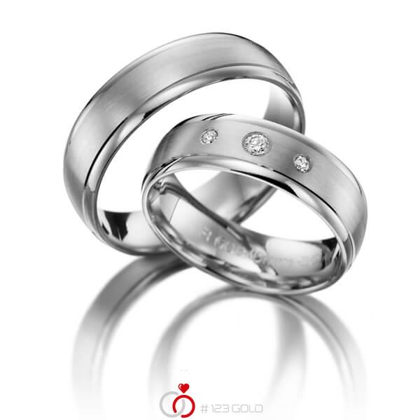 Paar klassische Trauringe/Eheringe in Weißgold 375 mit zus. 0,08 ct. Brillant tw, si - NP-1010-4 Paar klassische Trauringe/Eheringe in Weißgold 375 mit zus. 0,08 ct. Brillant tw, si - NP-1010-4