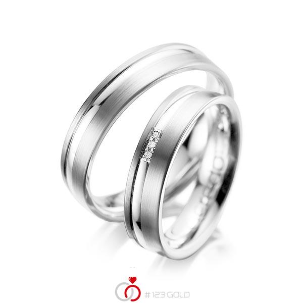 Paar klassische Trauringe/Eheringe in Weissgold 585 mit zus. 0,015 ct. Brillant tw, si von acredo - A-1039-8 Paar klassische Trauringe/Eheringe in Weissgold 585 mit zus. 0,015 ct. Brillant tw, si von acredo - A-1039-8