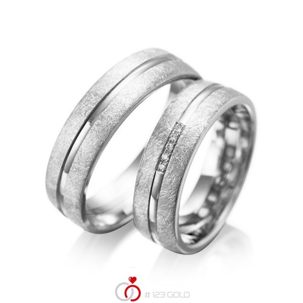 Paar klassische Trauringe/Eheringe in Weissgold 585 mit zus. 0,025 ct. Brillant tw, si von acredo - A-1007-11 Paar klassische Trauringe/Eheringe in Weissgold 585 mit zus. 0,025 ct. Brillant tw, si von acredo - A-1007-11
